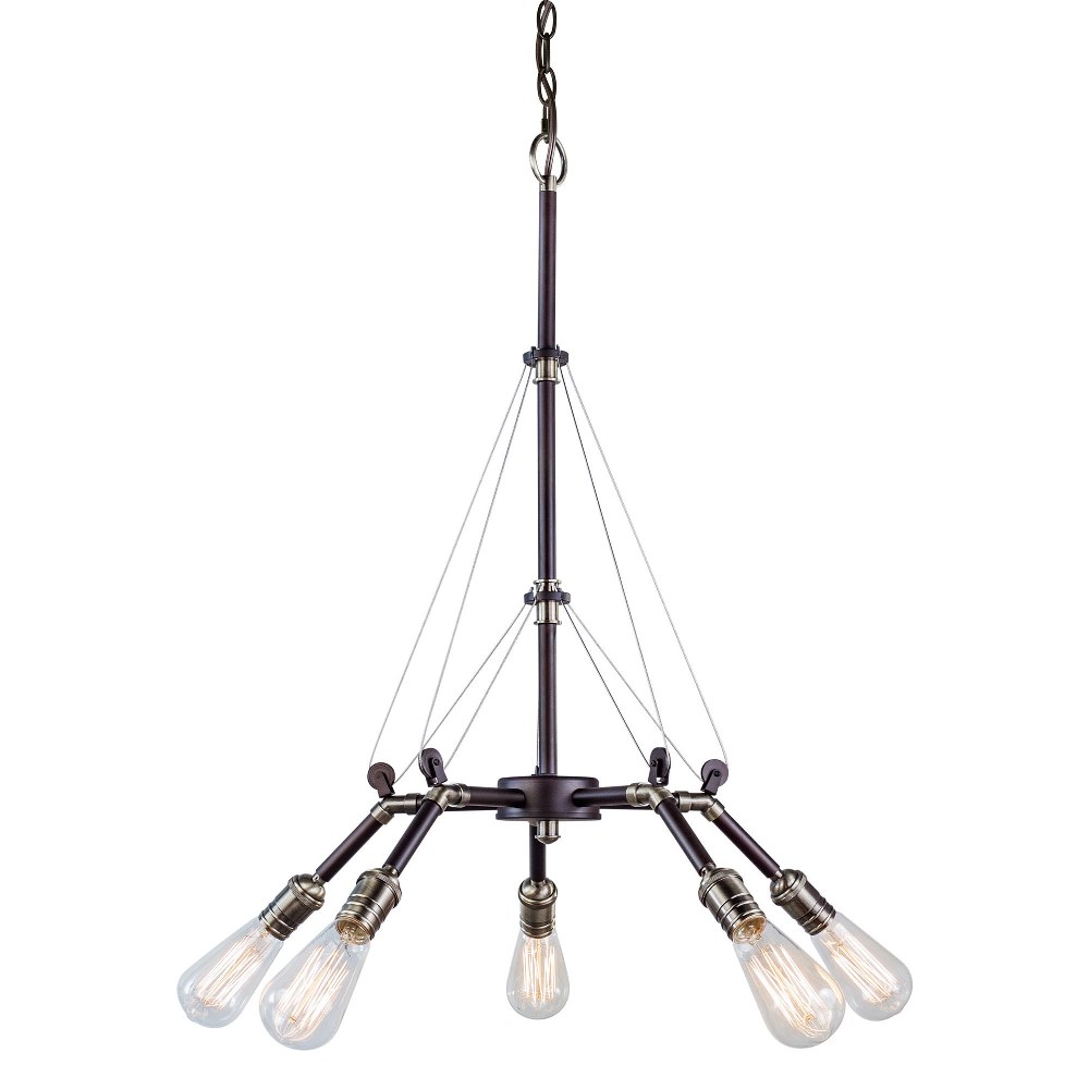 Forte Lighting-7063-05-32-Essy - 5 Light Chandelier-28 Inches Tall and 26 Inches Wide   Antique Bronze Finish