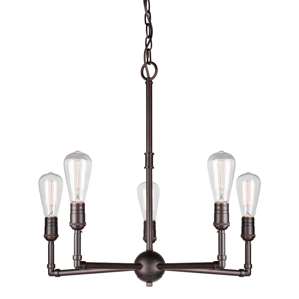 Forte Lighting-7064-05-32-Uccelo - 5 Light Chandelier-22 Inches Tall and 23 Inches Wide Antique Bronze  Brushed Nickel Finish