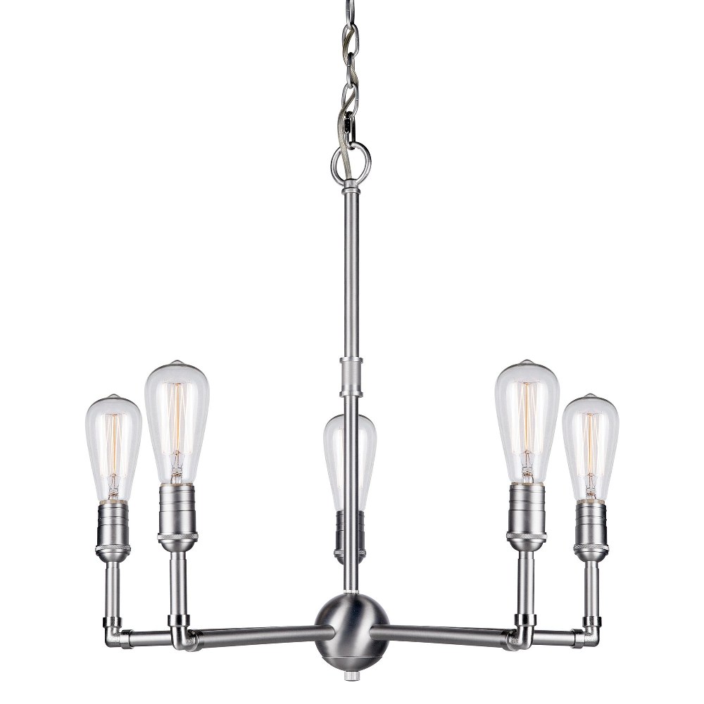 Forte Lighting-7064-05-55-Uccelo - 5 Light Chandelier-22 Inches Tall and 23 Inches Wide   Brushed Nickel Finish