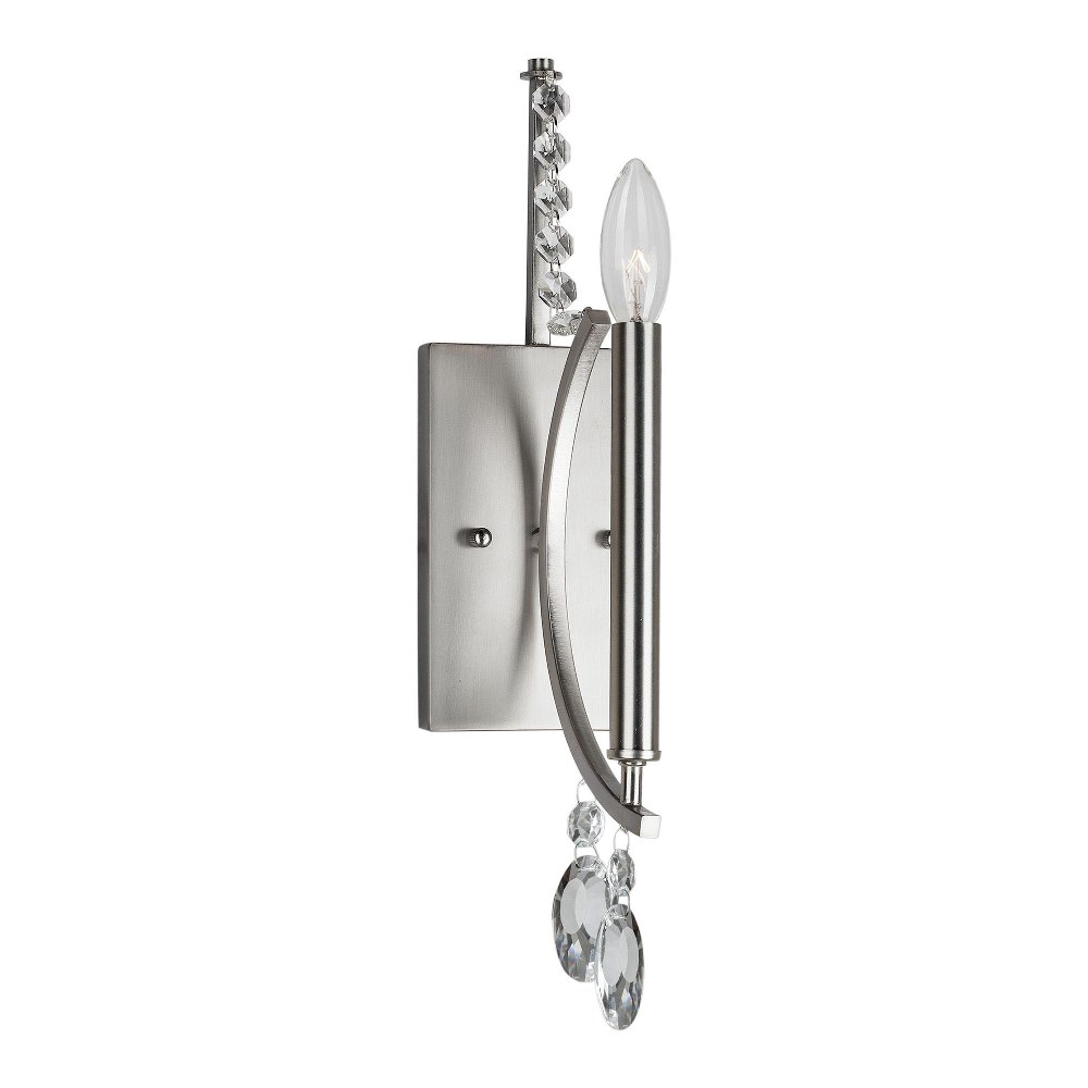 Forte Lighting-7067-01-55-Liz - 1 Light Wall Sconce-17 Inches Tall and 4.5 Inches Wide   Brushed Nickel Finish
