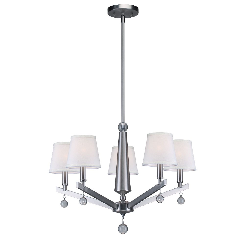 Forte Lighting-7068-05-55-Grant - 5 Light Chandelier-16.5 Inches Tall and 23 Inches Wide   Brushed Nickel Finish with Off White Linen Shade