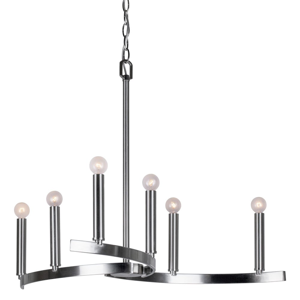 Forte Lighting-7075-06-55-Wyatt - 6 Light Chandelier-21.5 Inches Tall and 27.25 Inches Wide   Brushed Nickel Finish