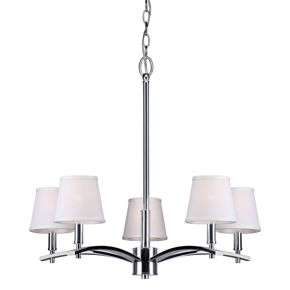 Forte Lighting-7078-05-05-Eathan - 5 Light Chandelier-22.5 Inches Tall and 24.75 Inches Wide   Chrome Finish with Off White Linen Shade