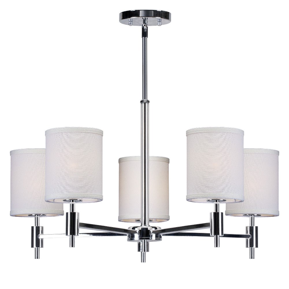 Forte Lighting-7081-05-05-Flo - 5 Light Chandelier-14.5 Inches Tall and 25 Inches Wide   Chrome Finish with Off White Linen Shade