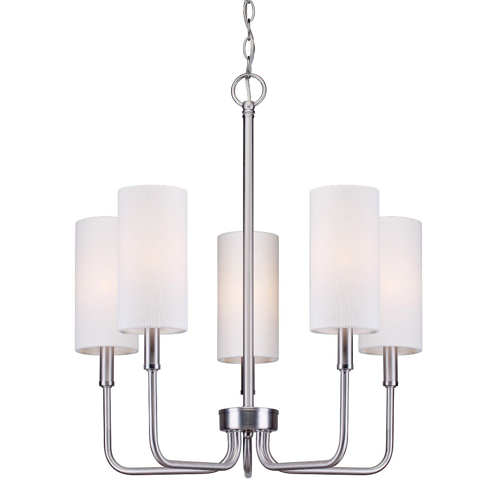 Forte Lighting-7083-05-55-Inez - 5 Light Chandelier-24 Inches Tall and 21.25 Inches Wide   Brushed Nickel Finish with Off White Linen Shade