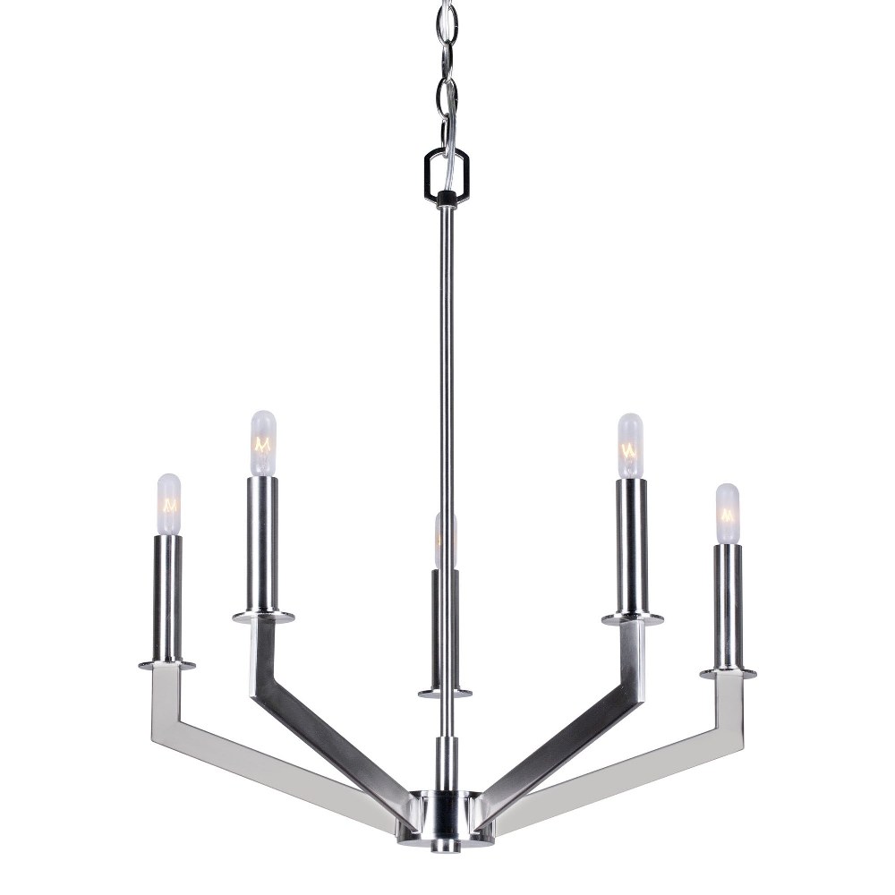 Forte Lighting-7085-05-55-Taj - 5 Light Chandelier-24.25 Inches Tall and 21.25 Inches Wide   Brushed Nickel Finish