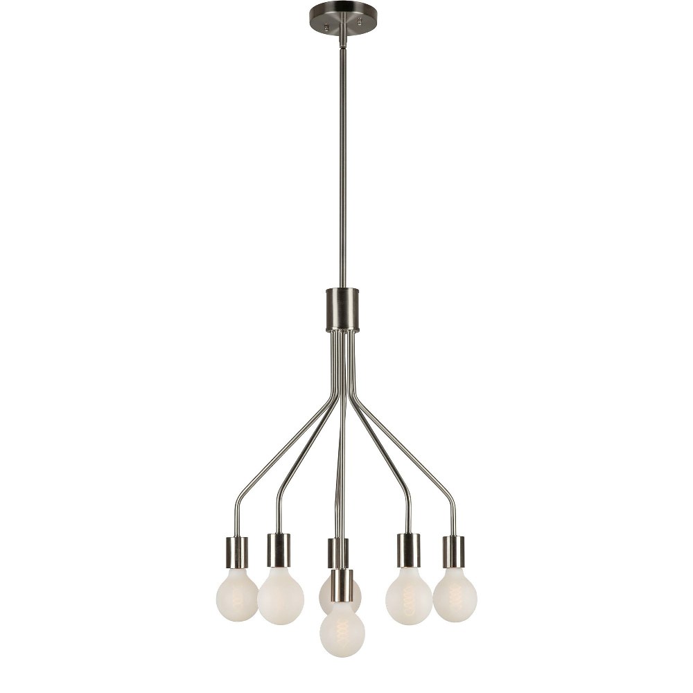 Forte Lighting-7086-06-55-Lacie - 6 Light Chandelier-22.25 Inches Tall and 16.75 Inches Wide Brushed Nickel  Antique Bronze Finish