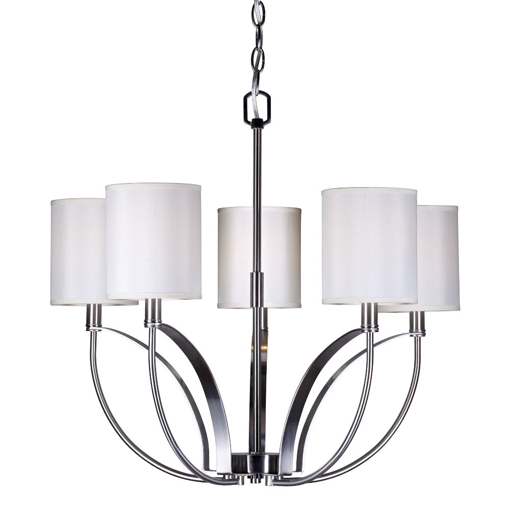 Forte Lighting-7089-05-55-Dag - 5 Light Chandelier-22.5 Inches Tall and 23.75 Inches Wide   Brushed Nickel Finish with White Linen Shade