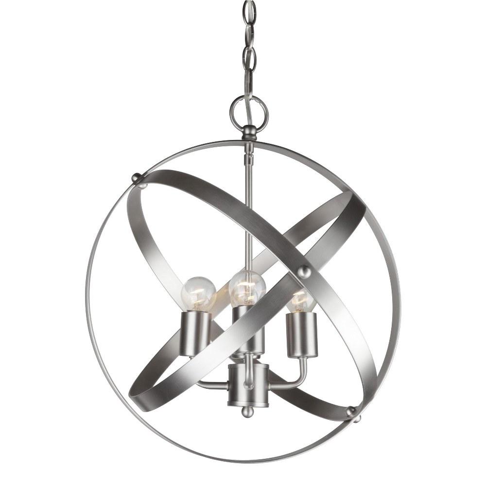 Forte Lighting-7094-04-55-Four Light Strap Globe Pendant Brushed Nickel  Antique Bronze Finish