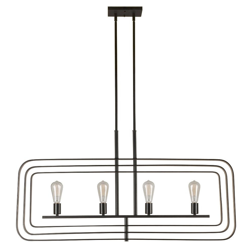 Forte Lighting-7096-04-42-Kineo - 4 Light Linear Chandelier-23 Inches Tall and 3 Inches Wide   Black/Gold Finish