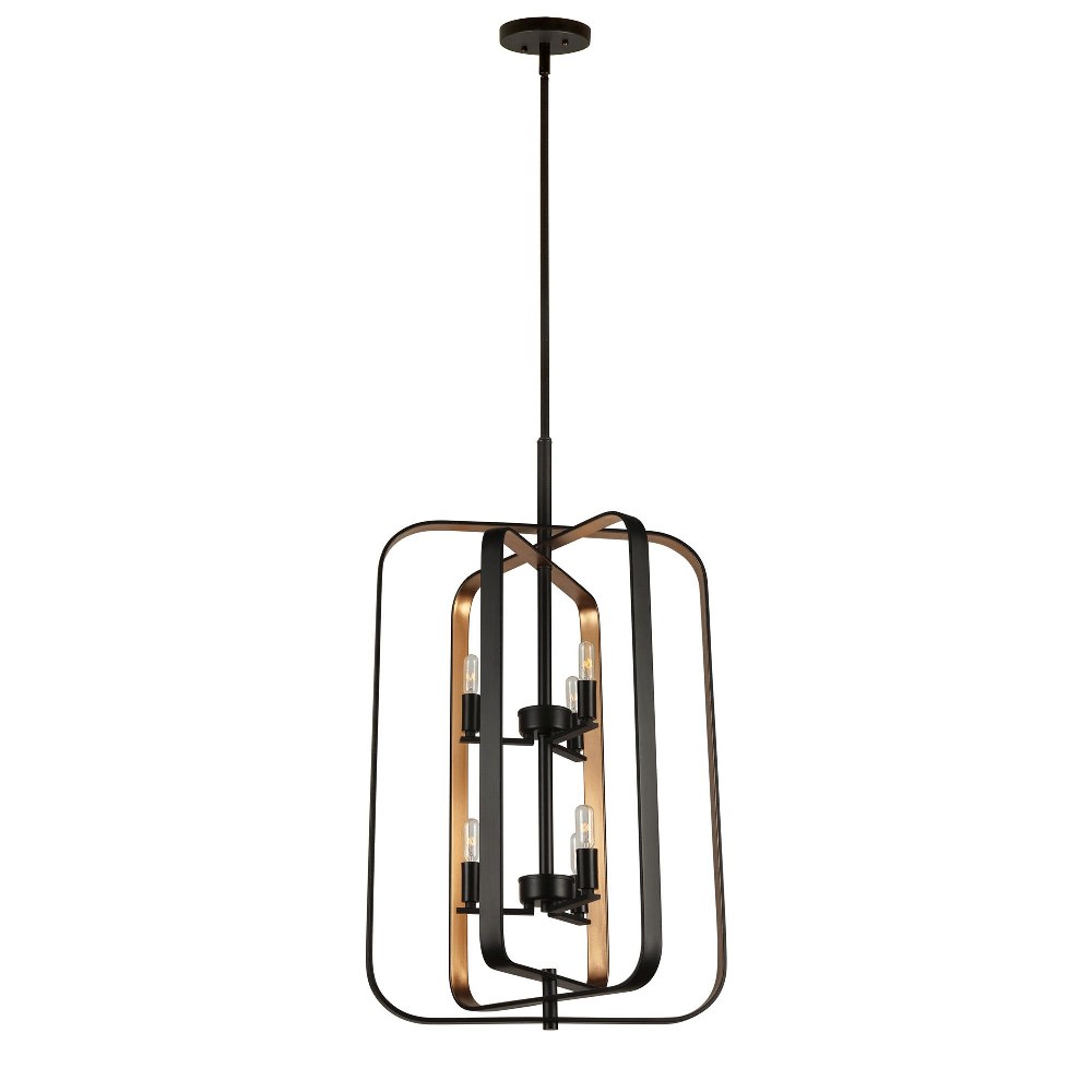 Forte Lighting-7096-06-42-Kineo - 6 Light Foyer Chandelier-31.75 Inches Tall and 18 Inches Wide   Black/Gold Finish