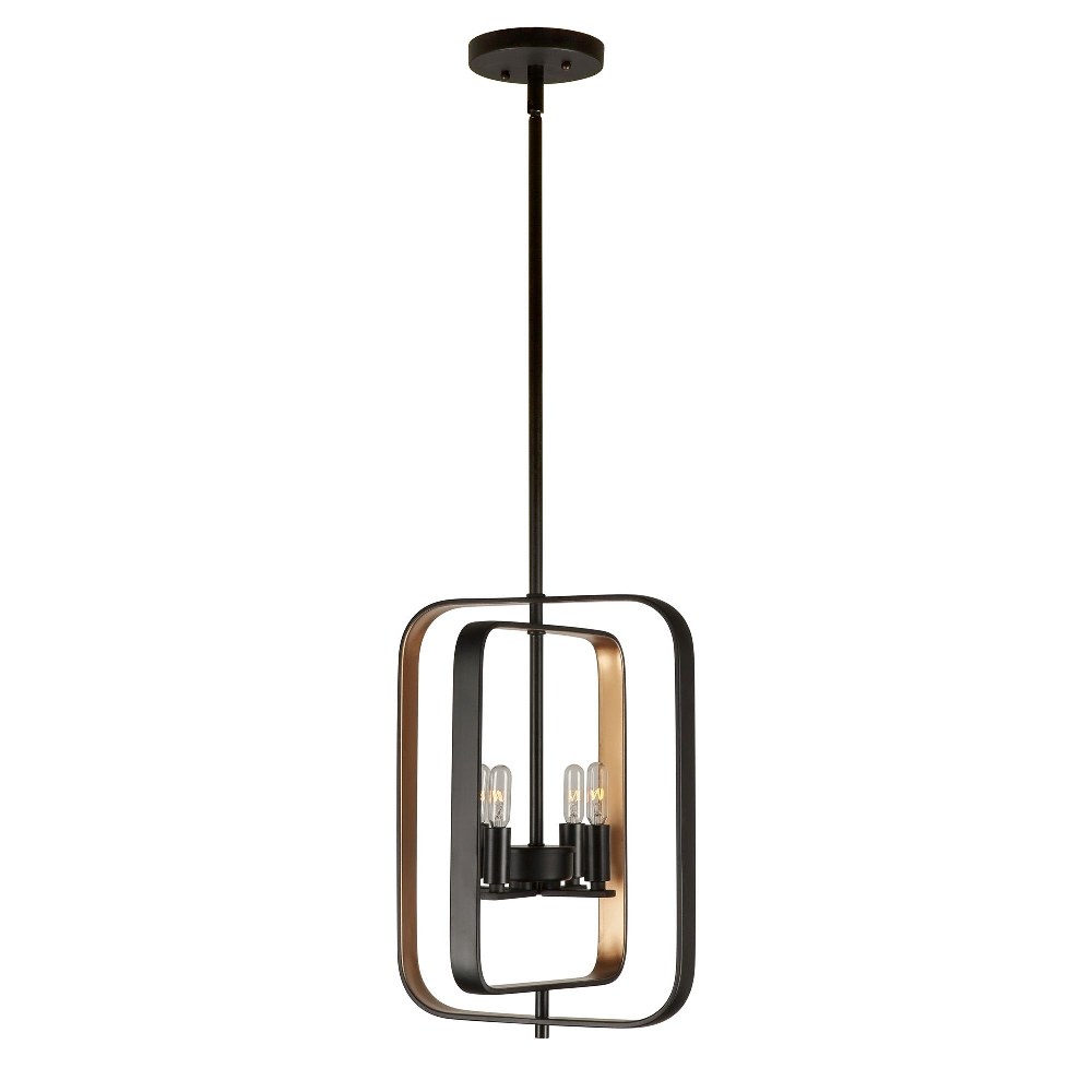 Forte Lighting-7097-04-42-Kineo - 4 Light Foyer Pendant -15.75 Inches Tall and 12 Inches Wide   Black/Gold Finish