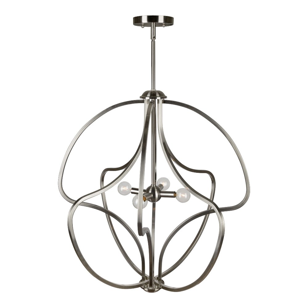 Forte Lighting-7100-04-55-Gregg - 4 Light Foyer Pendant-28 Inches Tall and 26 Inches Wide Brushed Nickel  Antique Bronze Finish