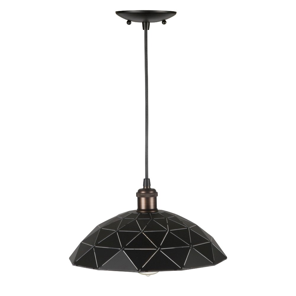 Forte Lighting-7105-01-04-Haley - 1 Light Cord-Hung Pendant-6.75 Inches Tall and 12.75 Inches Wide   Black Finish with Metal Shade