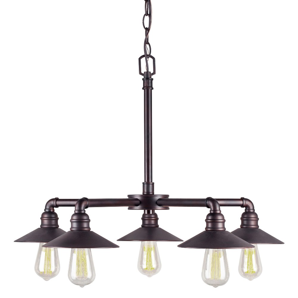 Forte Lighting-7159-05-32-Ori - 5 Light Chandelier-18.25 Inches Tall and 27 Inches Wide   Antique Bronze Finish with Metal Shade