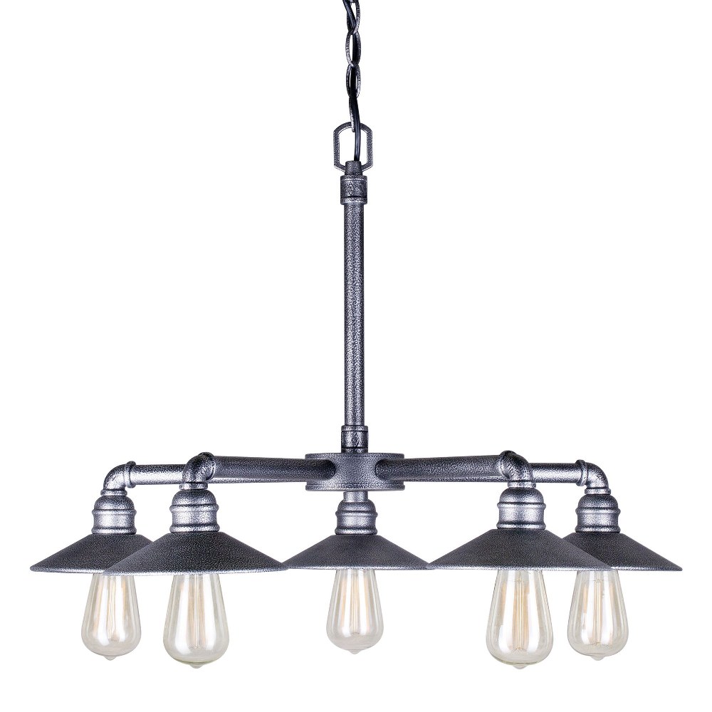 Forte Lighting-7159-05-49-Ori - 5 Light Chandelier-18.25 Inches Tall and 27 Inches Wide   Industrial Gray Finish with Metal Shade