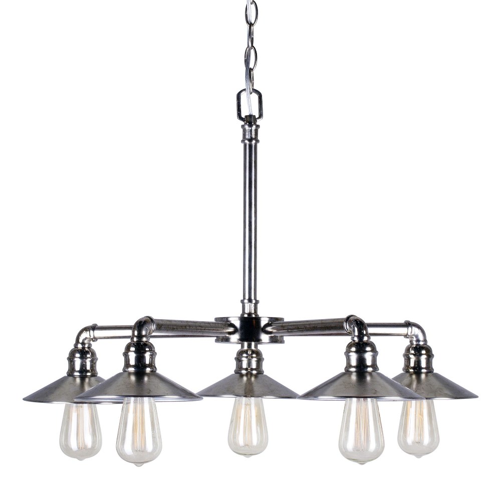 Forte Lighting-7159-05-69-Ori - 5 Light Chandelier-18.25 Inches Tall and 27 Inches Wide   Vintage Chrome Finish with Metal Shade