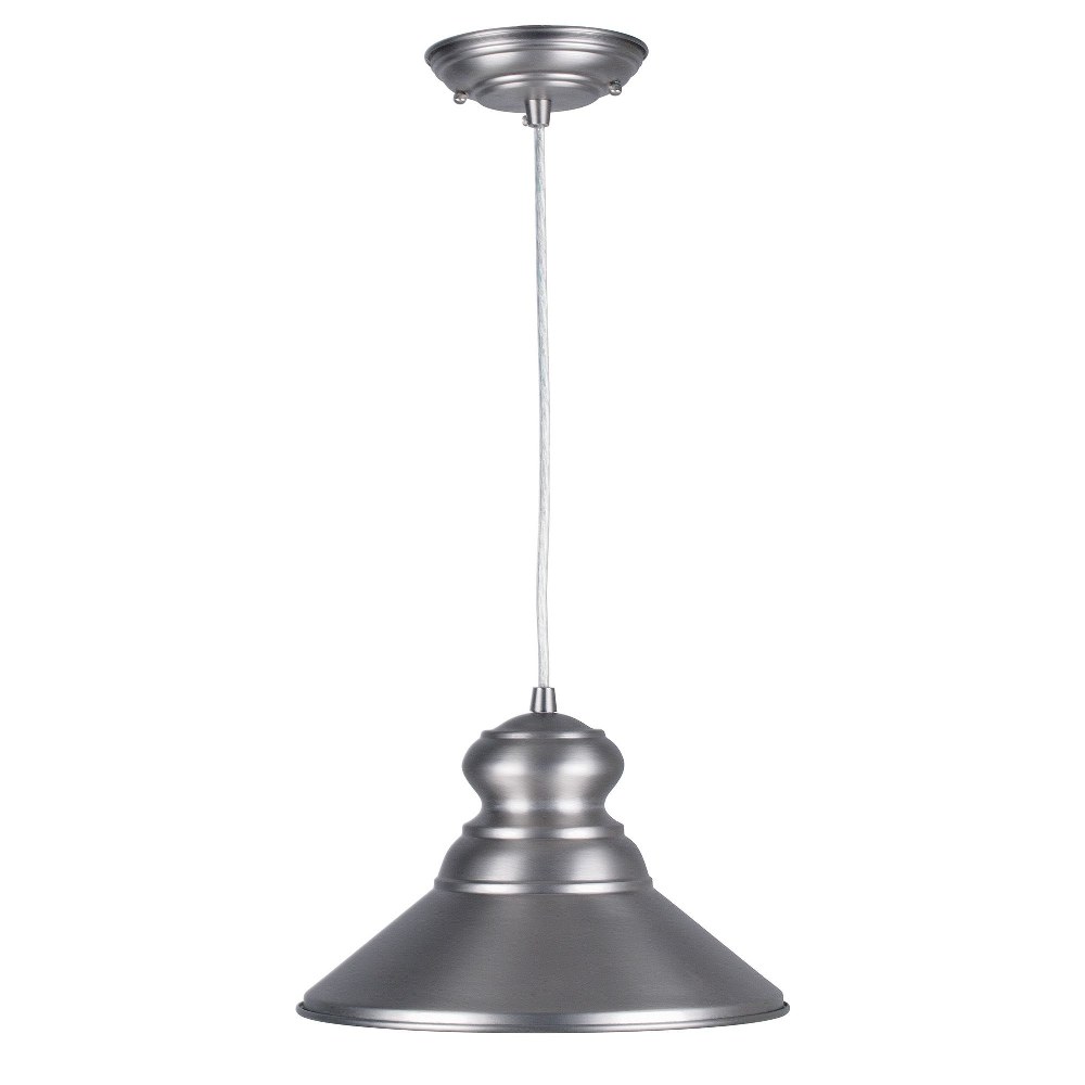 Forte Lighting-7227-01-55-Dalyn - 1 Light Cord-Hung Mini Pendant-7 Inches Tall and 11.5 Inches Wide   Brushed Nickel Finish with Metal Shade