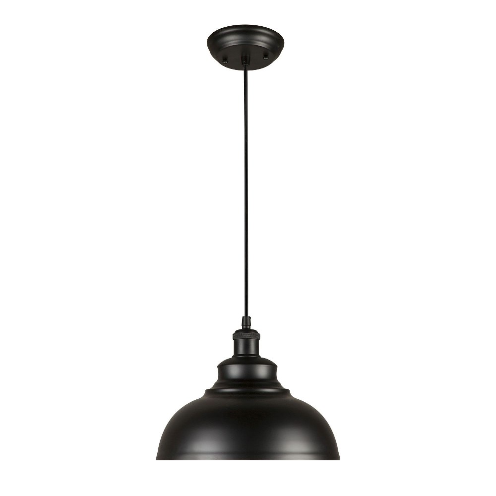 Forte Lighting-7690-01-04-Walton - 1 Light Cord-Hung Mini Pendant-8.75 Inches Tall and 11.75 Inches Wide   Black Finish with Metal Shade