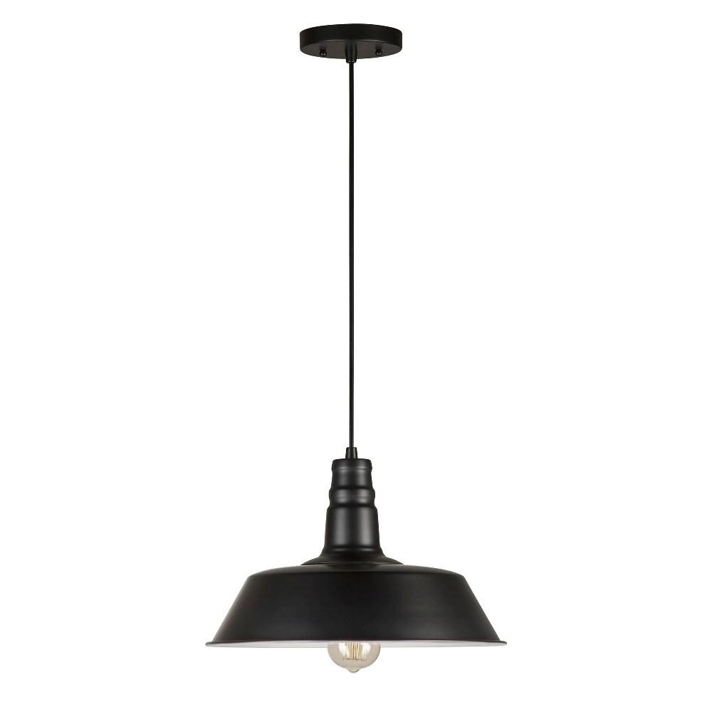 Forte Lighting-7692-01-04-Dale - 1 Light Cord-Hung Pendant-10.75 Inches Tall and 14 Inches Wide   Black Finish with Metal Shade