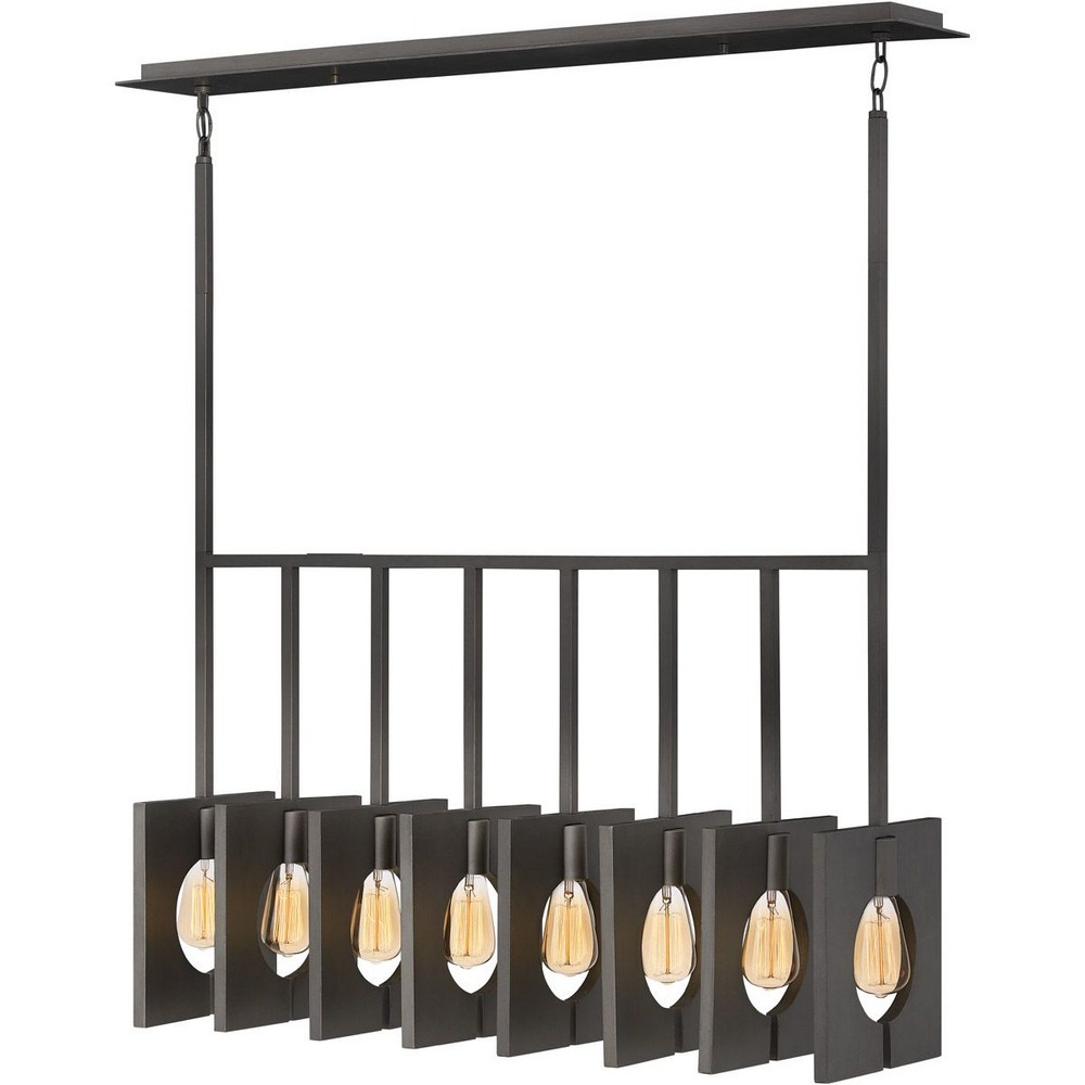 Fredrick Ramond Lighting-41315BGR-Ludlow-Eight Light Linear Chandelier-40.5 Inches Wide by 22 Inches Tall   Burnished Graphite Finish