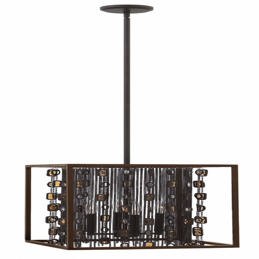 Fredrick Ramond Lighting-FR32544ABR-Mercato-Four Light Foyer-16 Inches Wide by 17.5 Inches Tall   Anchor Bronze Finish