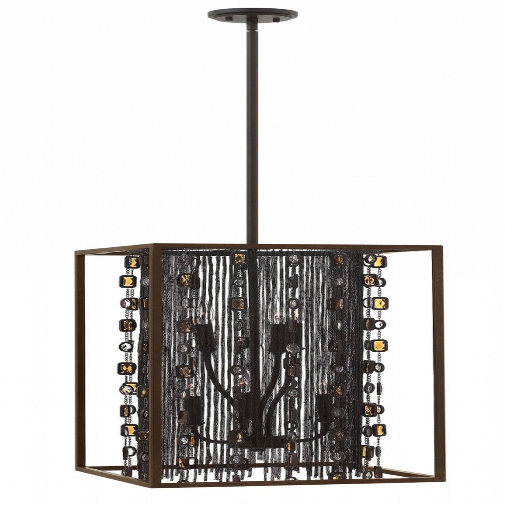 Fredrick Ramond Lighting-FR32546ABR-Mercato-Six Light Foyer-16 Inches Wide by 26.5 Inches Tall   Anchor Bronze Finish