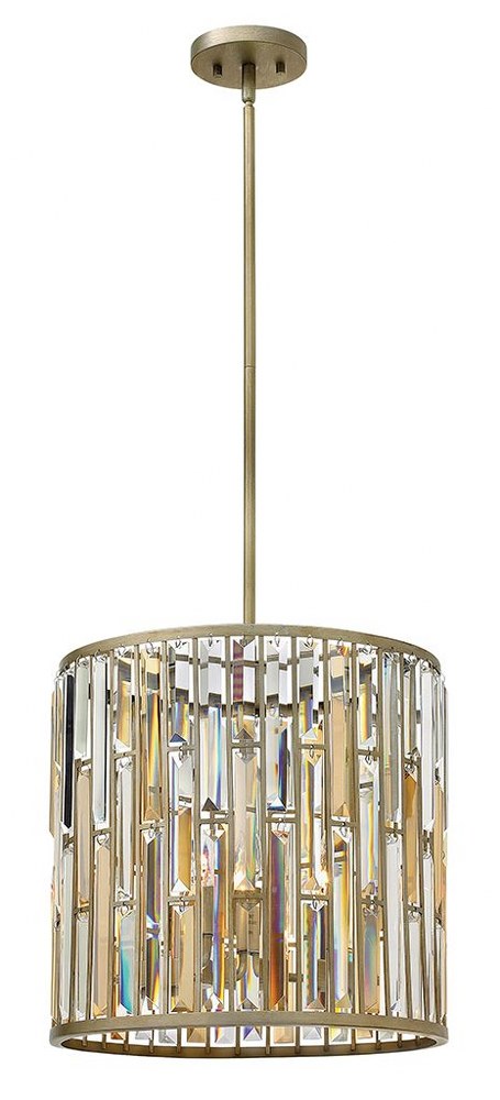 Fredrick Ramond Lighting-FR33734SLF-Gemma-Three Light Foyer-16 Inches Wide by 15.75 Inches Tall Silver Leaf  Vintage Bronze Finish