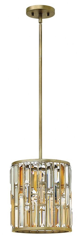 Fredrick Ramond Lighting-FR33737SLF-Gemma-1 Light Contemporary Small Pendant with Prism Crystals-10.25 Inches Wide by 11.75 Inches Tall Silver Leaf  Vintage Bronze Finish