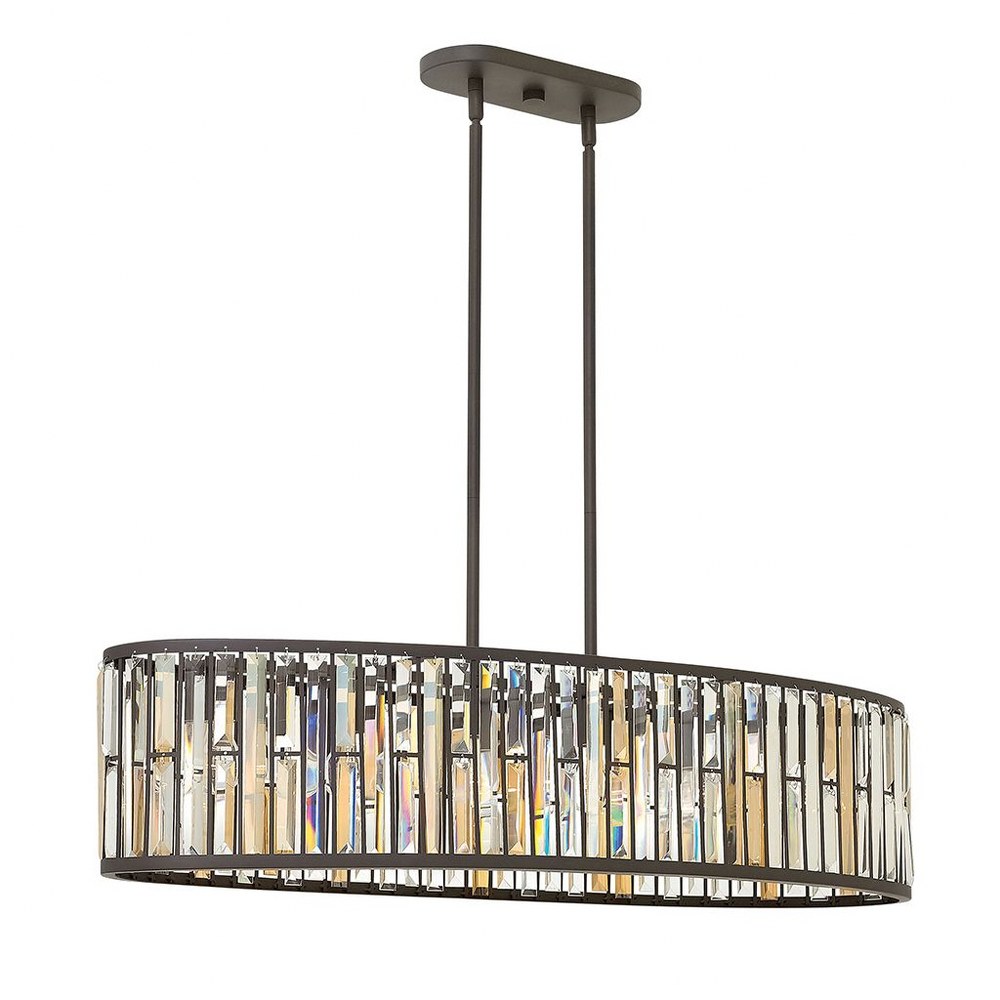 Fredrick Ramond Lighting-FR33738VBZ-Gemma-Six Light Stem Hung Linear Foyer-45 Inches Wide by 10.25 Inches Tall Vintage Bronze  Vintage Bronze Finish