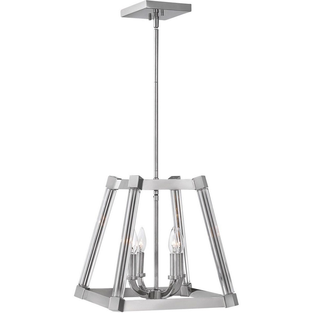 Fredrick Ramond Lighting-FR36013PNI-Empire-Four Light Stem Hung Pendant-15.25 Inches Wide by 15.25 Inches Tall   Polished Nickel Finish