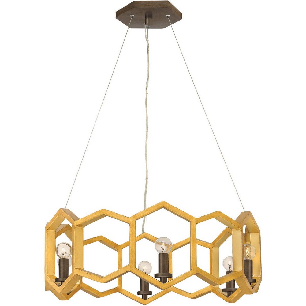 Fredrick Ramond Lighting-FR38015SSG-Moxie-Six Light Chandelier-22 Inches Wide by 8 Inches Tall   Sunset Gold Finish