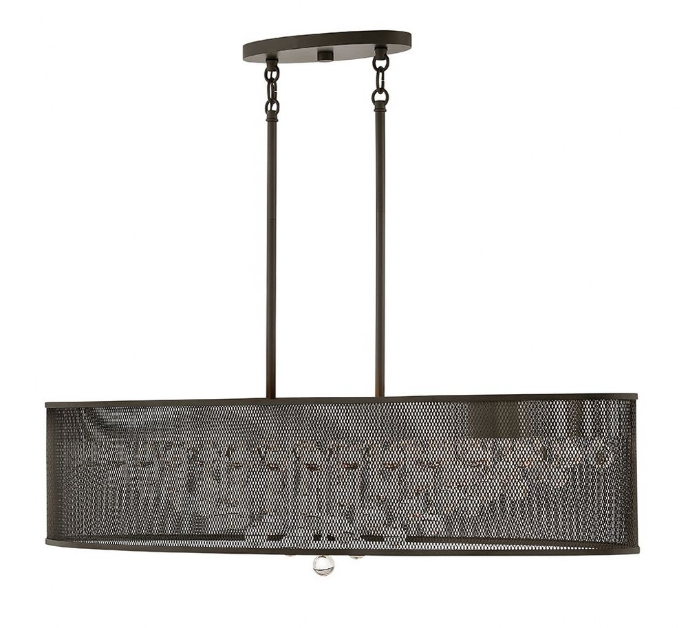 Fredrick Ramond Lighting-FR38902BLK-Fiona-Eight Light Linear Chandelier-42 Inches Wide by 10.5 Inches Tall   Black Finish