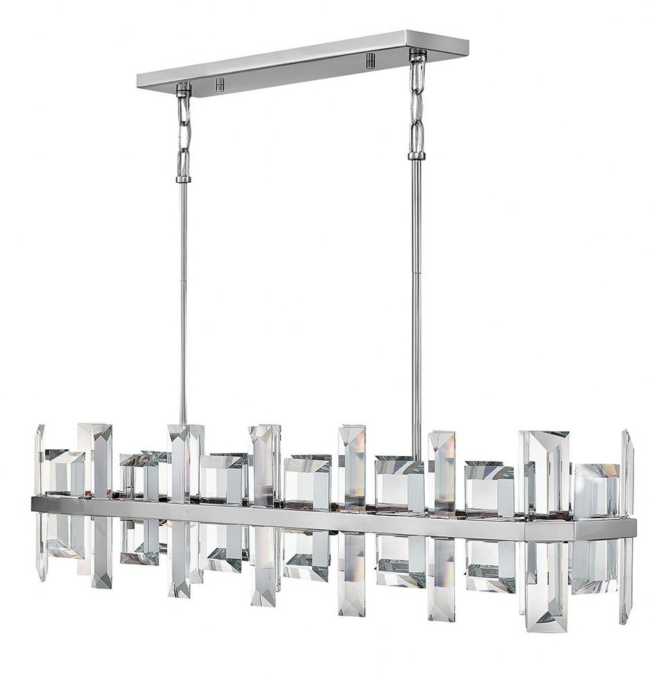 Fredrick Ramond Lighting-FR39216PNI-Odette-Eight Light Stem Hung Linear Chandelier-42 Inches Wide by 10 Inches Tall   Polished Nickel Finish