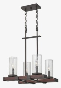 Fredrick Ramond Lighting-FR40205IRN-Jasper-Four Light Chandelier-18 Inches Wide by 20 Inches Tall   Rustic Iron Finish with Clear Seedy Glass