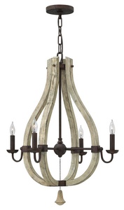 Fredrick Ramond Lighting-FR40574IRR-Middlefield-4 Light Rustic Small Open Frame Chandelier with Wood and Metal Design-22 Inches Wide by 27 Inches Tall   Iron Rust Finish