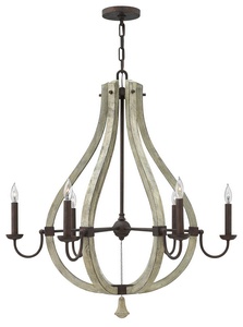 Fredrick Ramond Lighting-FR40576IRR-Middlefield-6 Light Rustic Large Open Frame Chandelier with Wood and Metal Design-30 Inches Wide by 33 Inches Tall   Iron Rust Finish