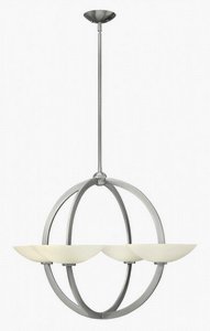 Fredrick Ramond Lighting-FR40756BNI-Method-Eight Light Chandelier-33.75 Inches Wide by 25.75 Inches Tall   Brushed Nickel Finish with Etched Opal Glass