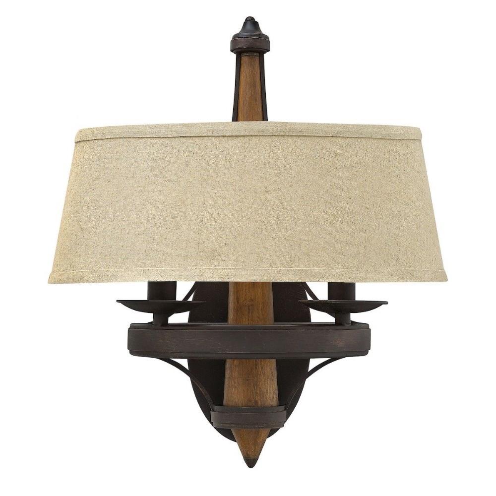 Fredrick Ramond Lighting Fr41242vbz Bastille 2 Light Rustic Wall Sconce With Wood And Metal Design And Bistro Linen Shade