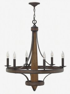 Fredrick Ramond Lighting-FR41246VBZ-Bastille-6 Light Rustic Medium Chandelier with Wood and Metal Design-29 Inches Wide by 32 Inches Tall   Vintage Bronze Finish