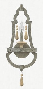 Fredrick Ramond Lighting-FR42280DIR-Cordoba-1 Light Bohemian Wall Sconce with Metal and Wood-9 Inches Wide by 22.5 Inches Tall   Distressed Iron Finish