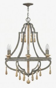 Fredrick Ramond Lighting-FR42286DIR-Cordoba-6 Light Small Open Frame Bohemian Chandelier with Metal and Wood-26 Inches Wide by 34.5 Inches Tall   Distressed Iron Finish