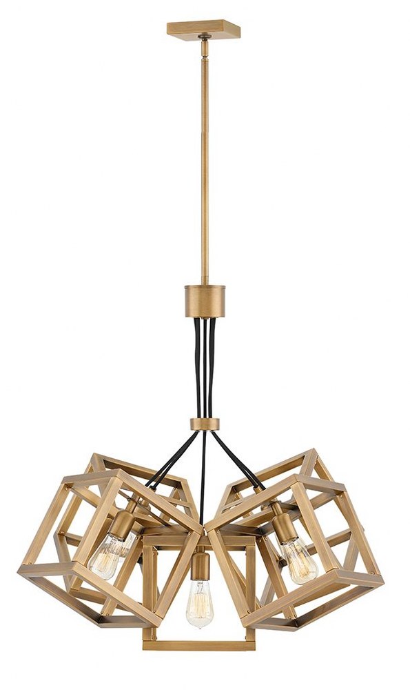 Fredrick Ramond Lighting-FR42444BBZ-Ensemble-Five Light Stem Hung Chandelier-30.75 Inches Wide by 31.25 Inches Tall Brushed Bronze  Polished Nickel Finish