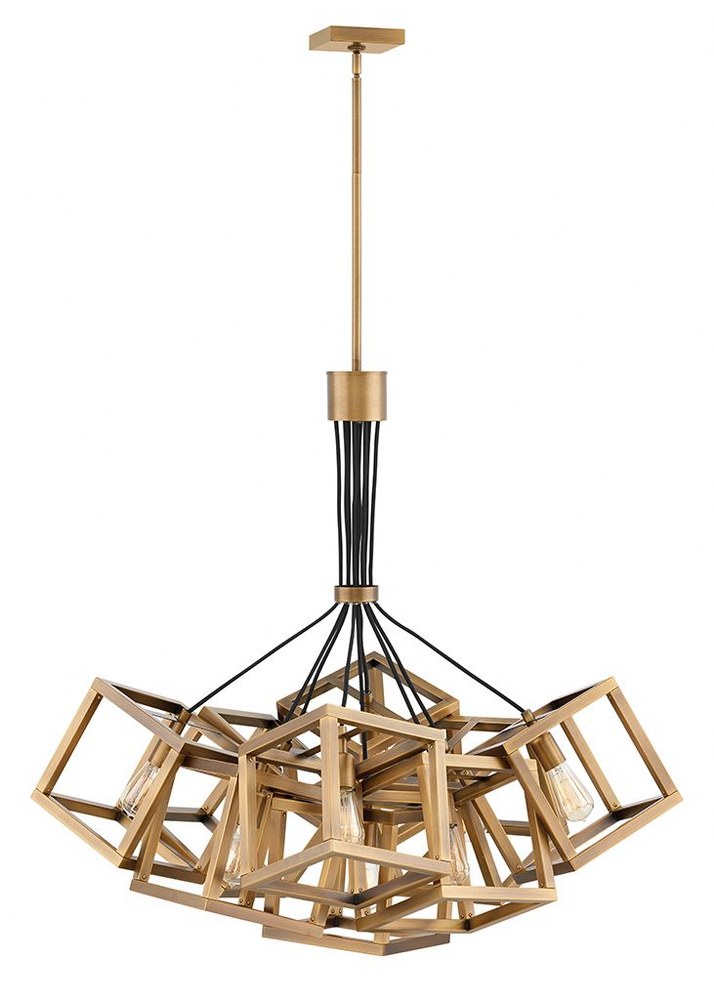 Fredrick Ramond Lighting-FR42445BBZ-Ensemble-Nine Light Stem Hung Chandelier-30.75 Inches Wide by 36.75 Inches Tall Brushed Bronze  Polished Nickel Finish