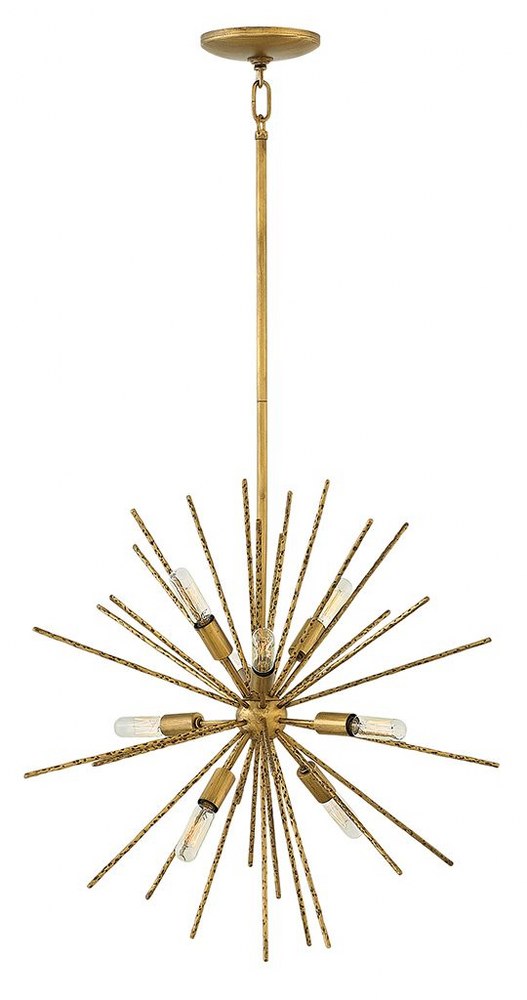 Fredrick Ramond Lighting-FR43014BNG-Tryst-Eight Light Stem Hung Pendant-22 Inches Wide by 22 Inches Tall   Burnished Gold Finish