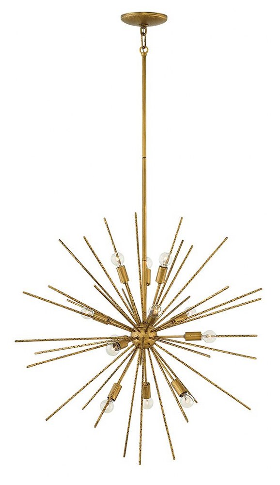 Fredrick Ramond Lighting-FR43015BNG-Tryst-Twelve Light Stem Hung Pendant-30 Inches Wide by 30 Inches Tall   Burnished Gold Finish