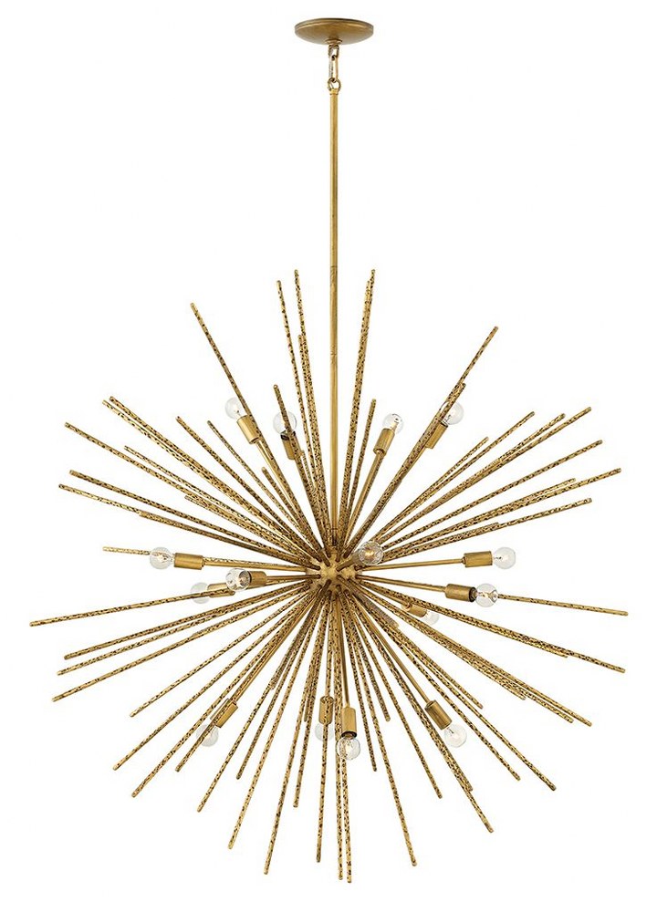 Fredrick Ramond Lighting-FR43016BNG-Tryst-Sixteen Light Stem Hung Pendant-42 Inches Wide by 42 Inches Tall   Burnished Gold Finish