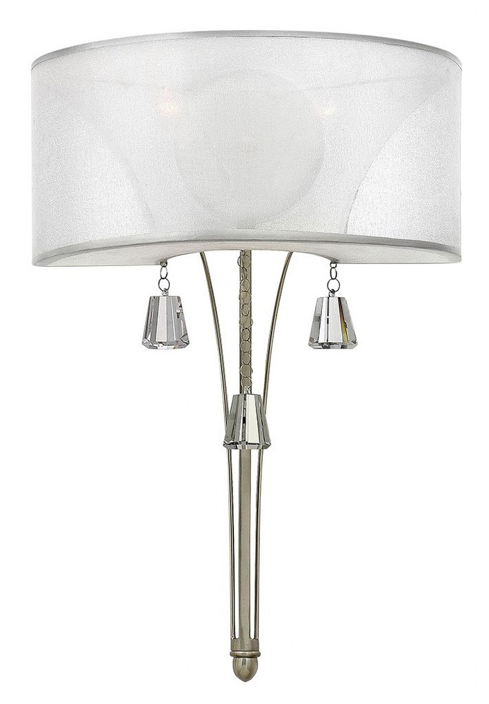 Fredrick Ramond Lighting-FR45602BNI-Mime-Two Light Wall Sconce-14 Inches Wide by 20.5 Inches Tall Brushed Nickel  French Bronze Finish with Amber Sheer Translucent Shade