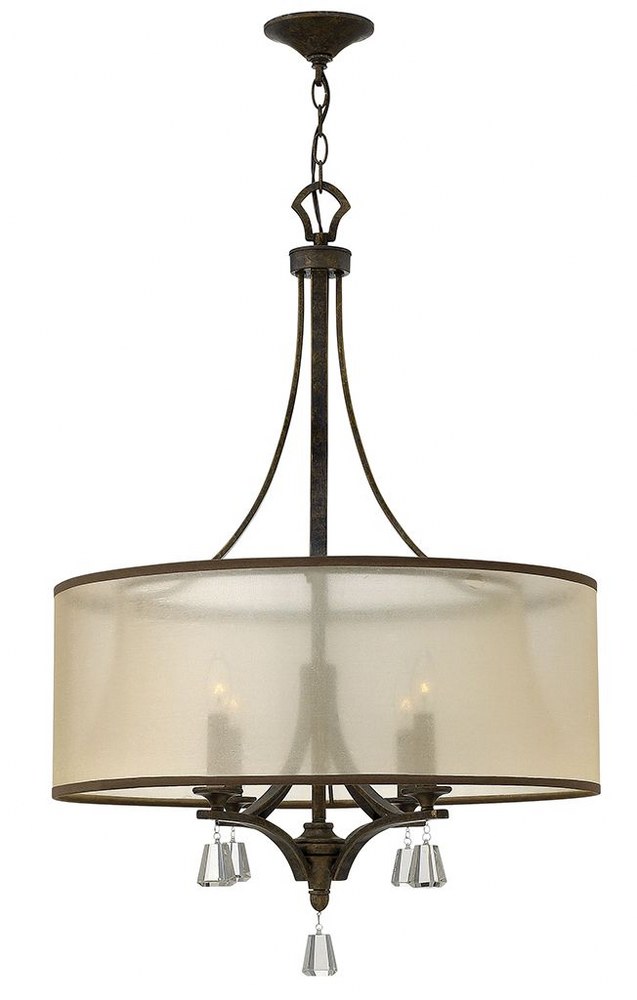 Fredrick Ramond Lighting-FR45604FBZ-Mime-Four Light Chandelier-25 Inches Wide by 36 Inches Tall French Bronze  French Bronze Finish with Amber Sheer Translucent Shade