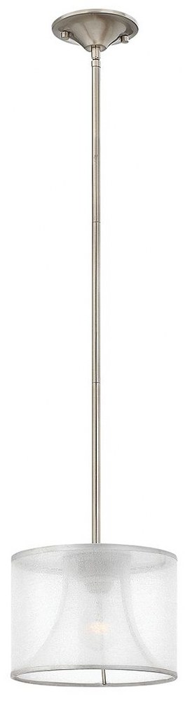 Fredrick Ramond Lighting-FR45607BNI-Mime-One Light Mini Pendant-9 Inches Wide by 7 Inches Tall Brushed Nickel  French Bronze Finish with Amber Sheer Translucent Shade